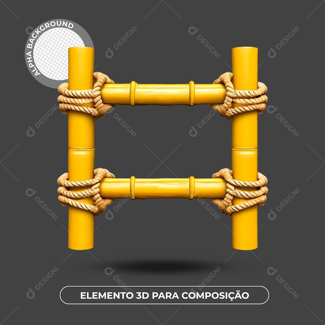 Bambu Amarrado Com Cordas Elemento 3D Para Composição PSD