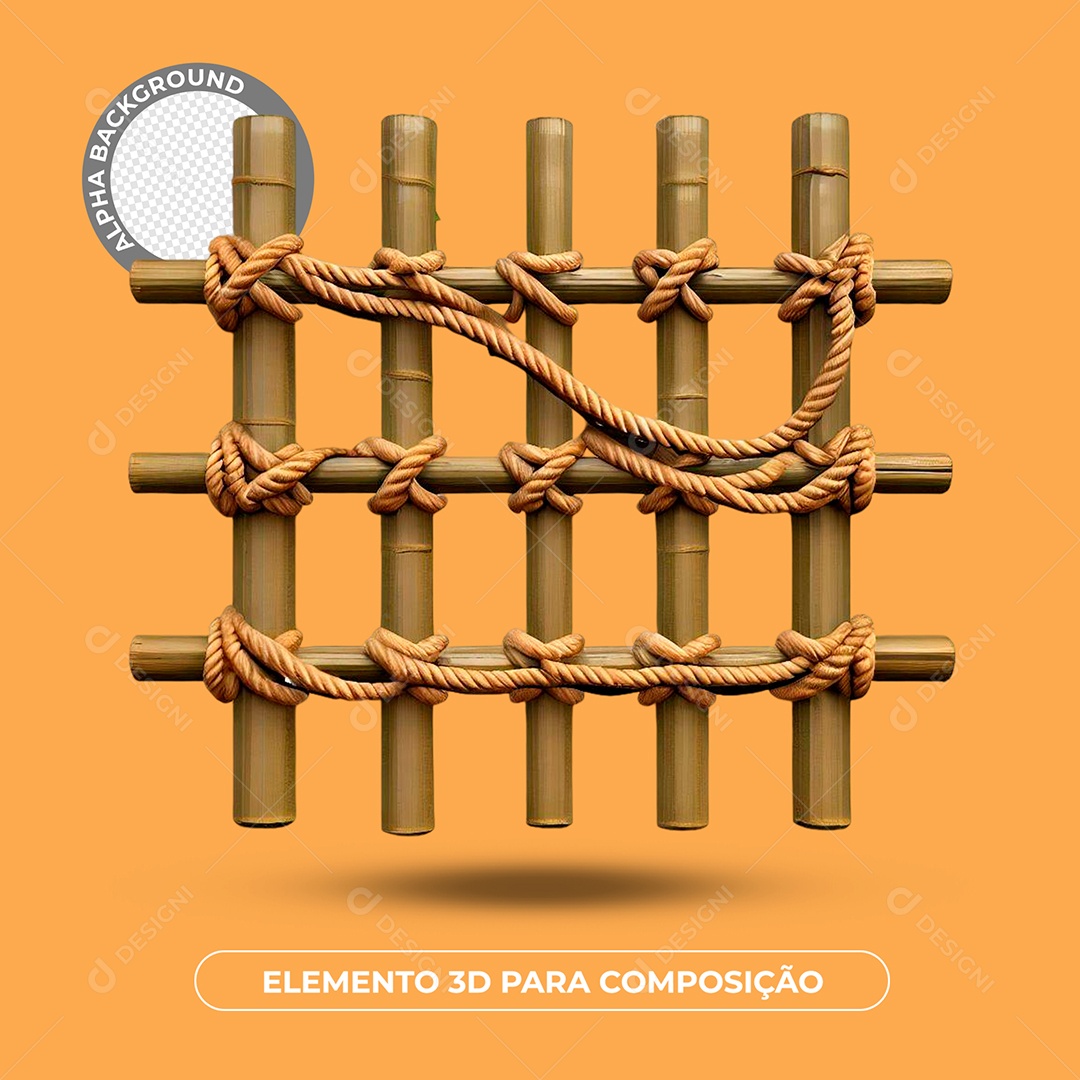 Bambu Amarrado Elementos 3D Para Composição PSD