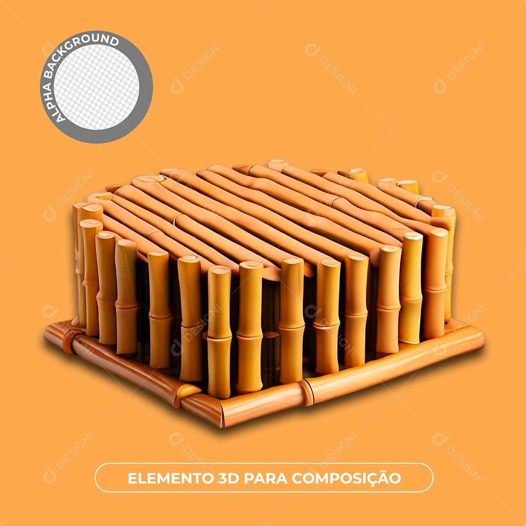 Pódio De Bambu Elementos 3D Para Composição PSD