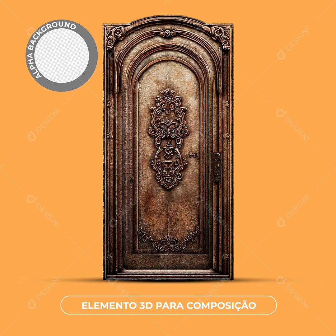 Porta De Madeira Elementos 3D Para Composição PSD