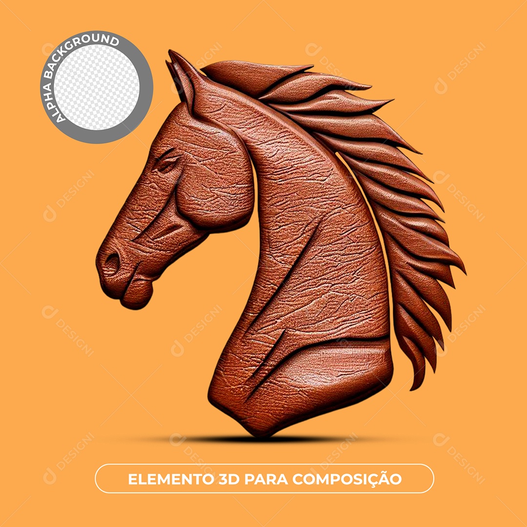 Cabeça De Cavalo De Couro Elemento 3D Para Composição PSD