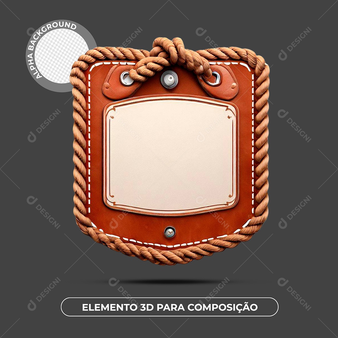 Placa De Couro Com Cordas Elemento 3D Para Composição PSD