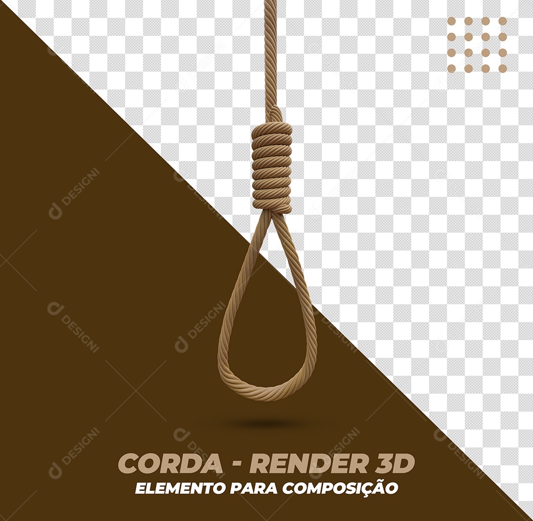 Elemento 3D Corda Para Composição PSD