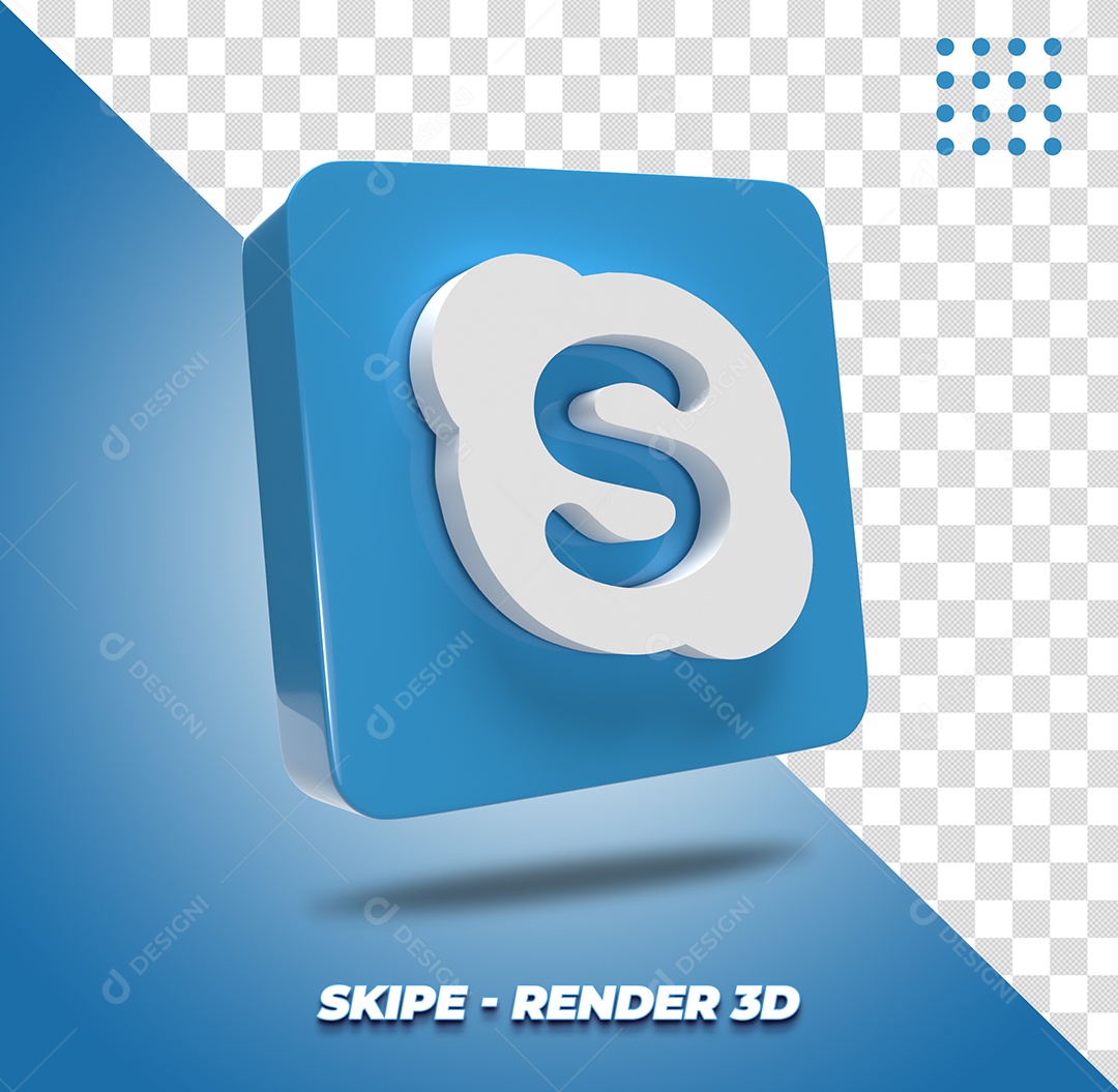 Elemento 3D Skipe Azul Para Composição PSD