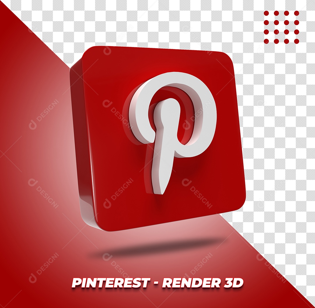 Elemento 3D Pinterest Vermelho Para Composição PSD