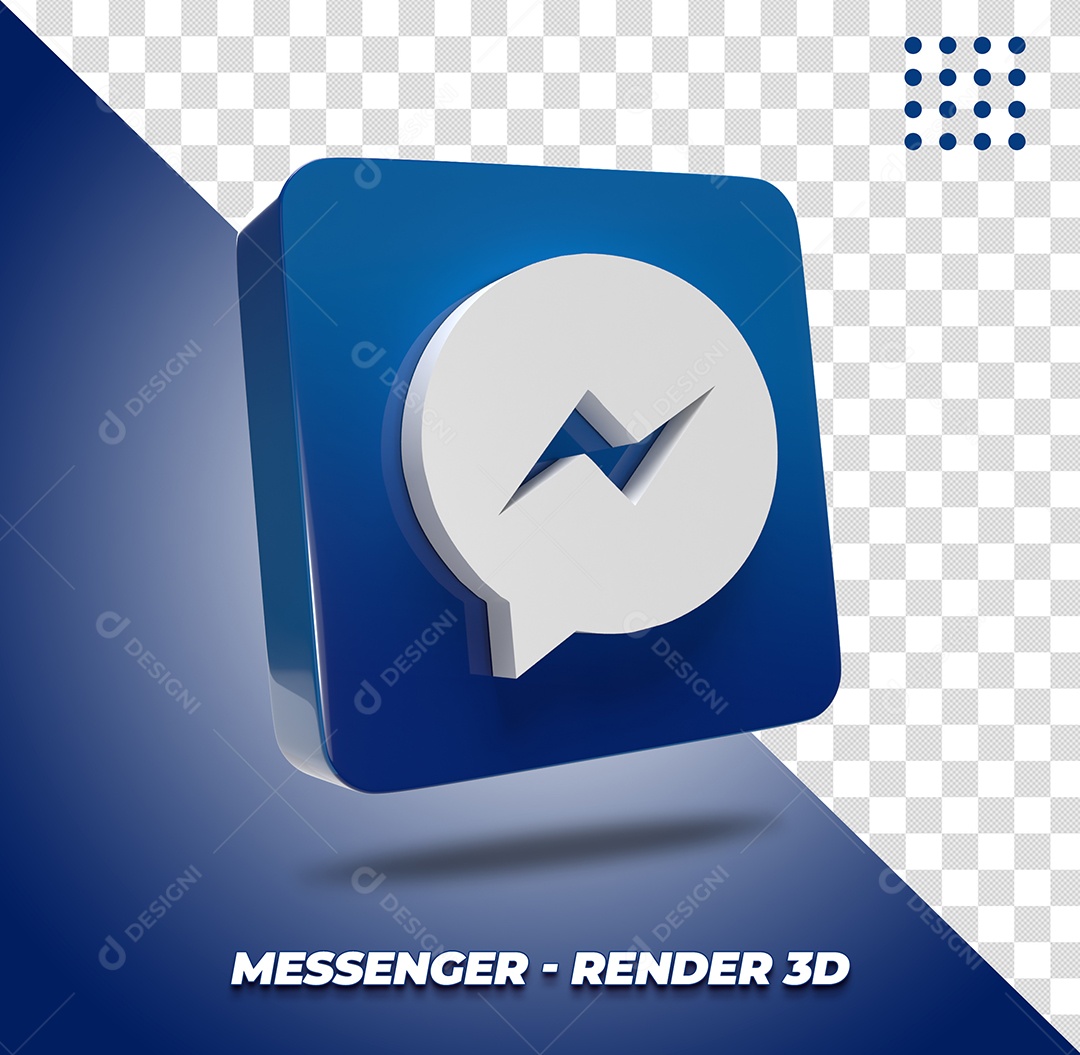Elemento 3D Messenger Azul Para Composição PSD
