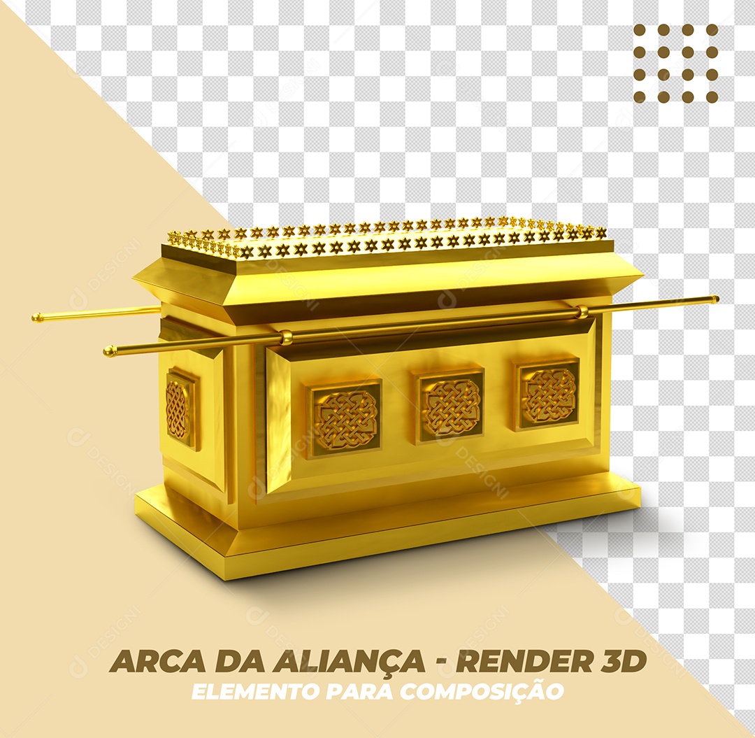 Arca De Aliança Dourada Elemento 3D Para Composição PSD