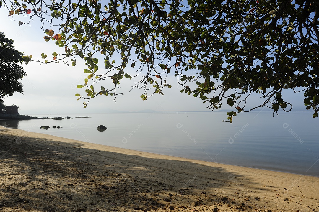 Linda vista de praia pôr do sol