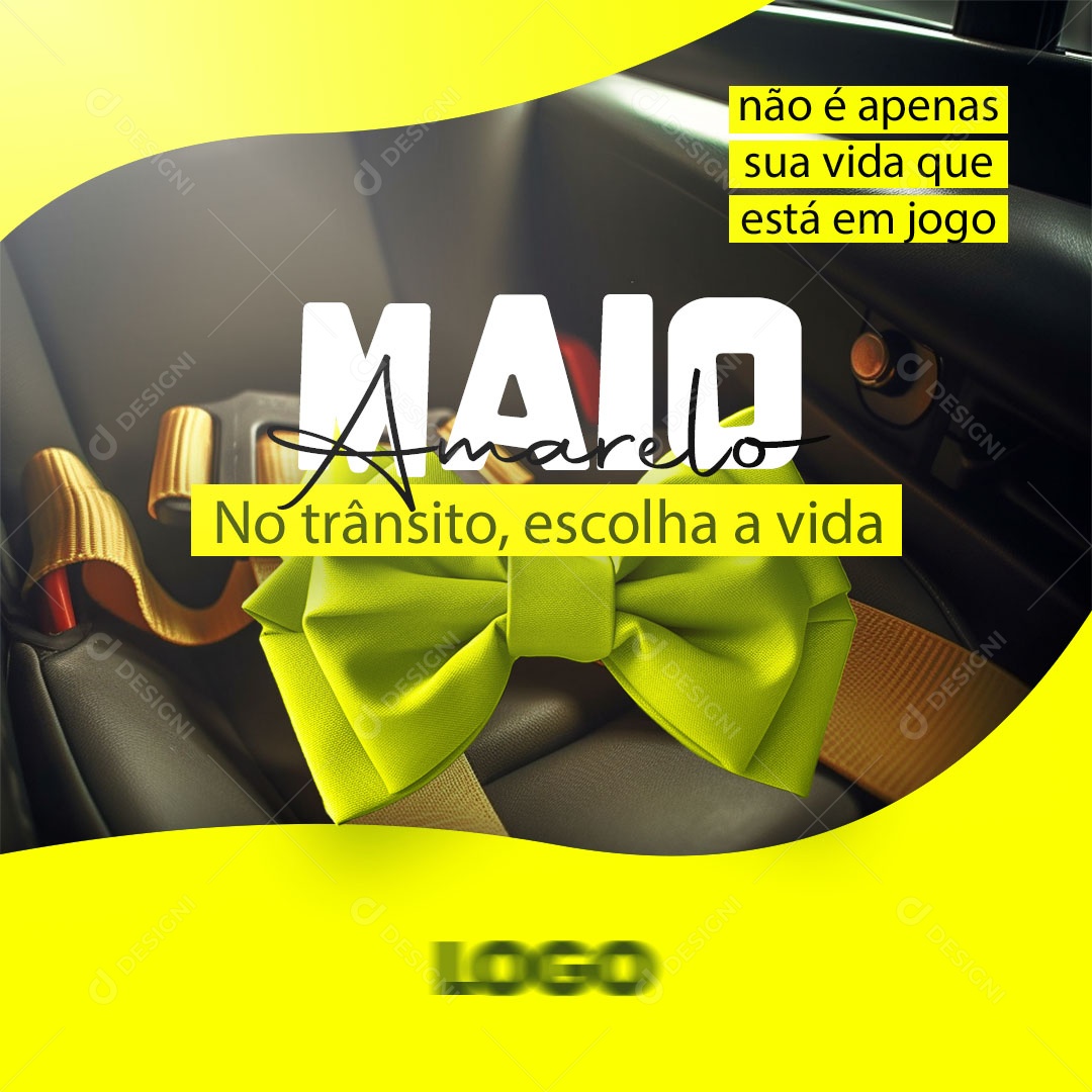 Maio Amarelo Mês de Conscientização Para Redução de Acidentes de Trânsito Social Media PSD Editável