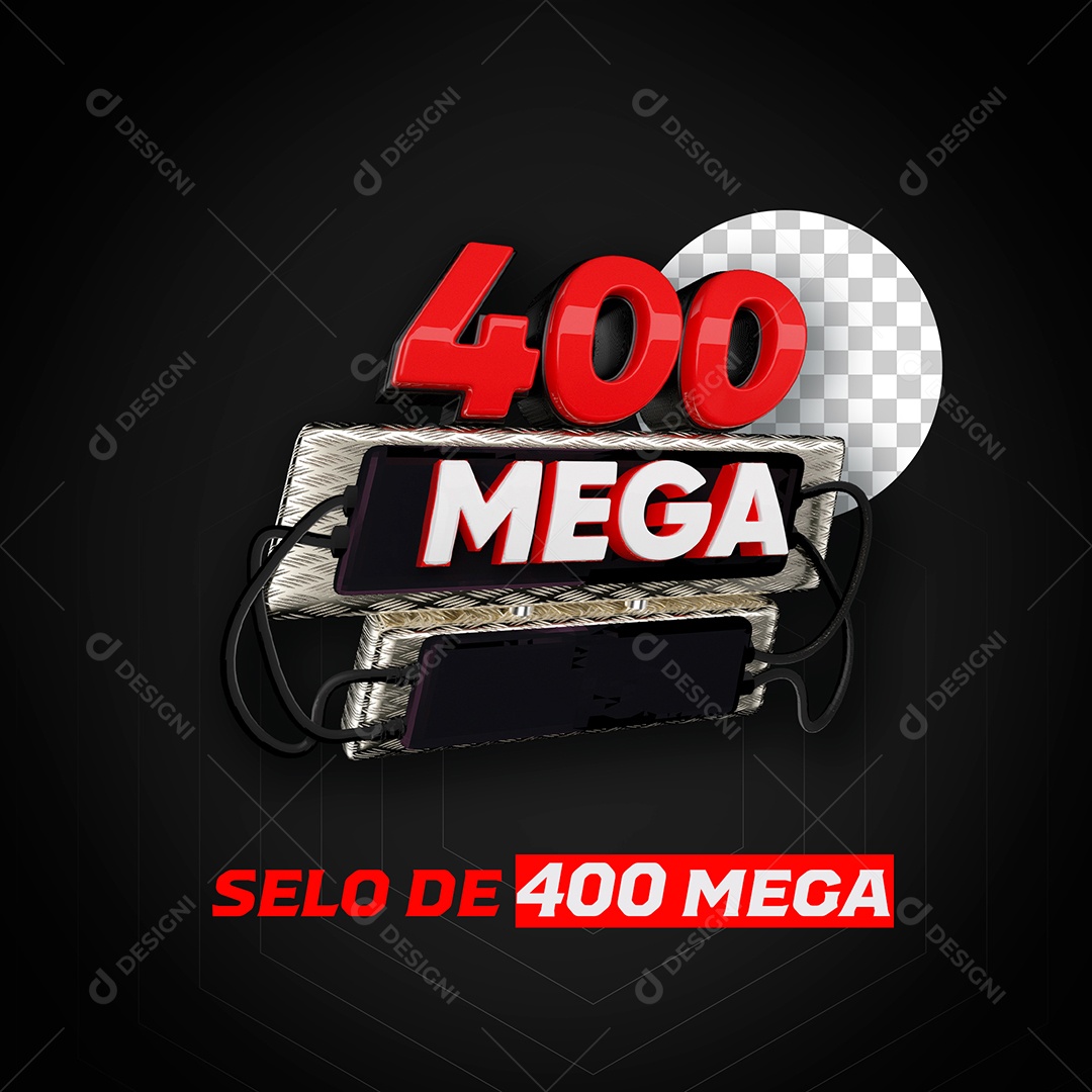Selo 3D 400 Mega de Internet Social Media PSD