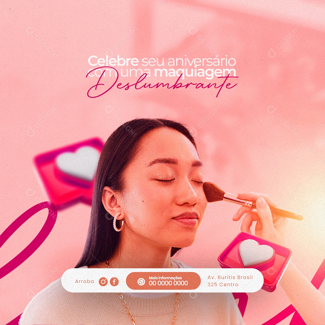 Celebre Seu Aniversário Com Uma Maquiagem Deslumbrante Maquiadora Social Media PSD Editável