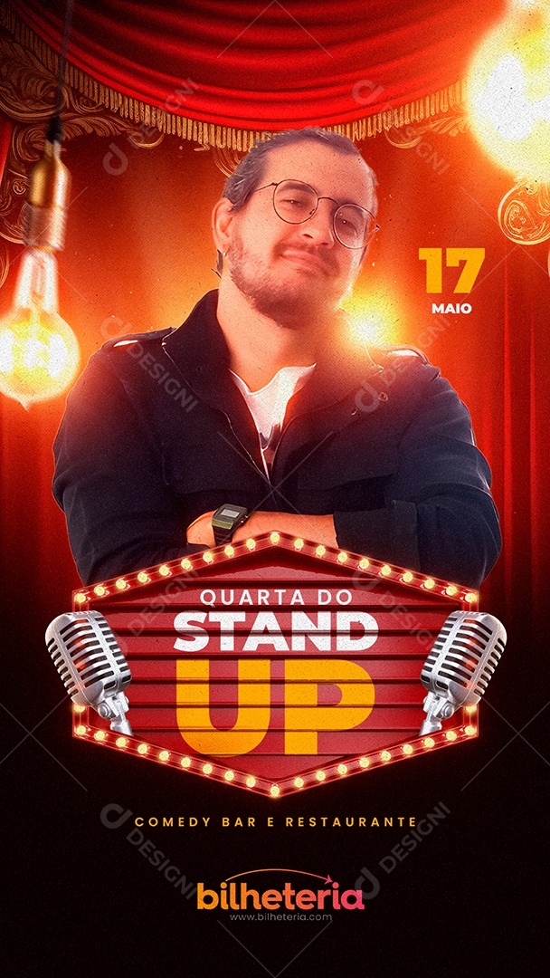 Story Quarta Do Stand Up Comedy E Restaurante 17 De Maio Social Media PSD Editável