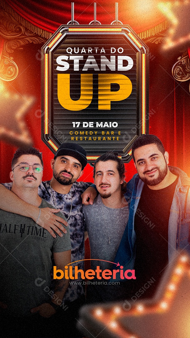 Story Quarta Do Stand Up Comedy Bar e Restaurante Social Media PSD Editável
