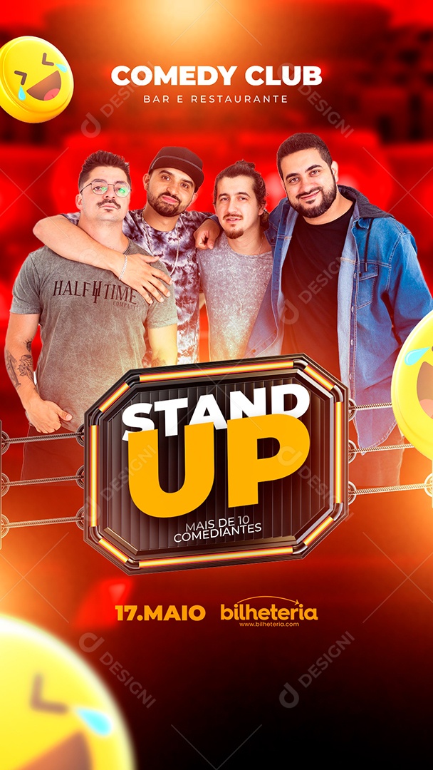 Story Comedy Club Mais De 10 Comediantes Stand Up Social Media PSD Editável