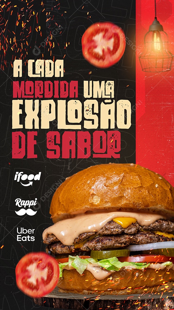 Social Media Story Explosão De Sabor Hamburgueria PSD Editável