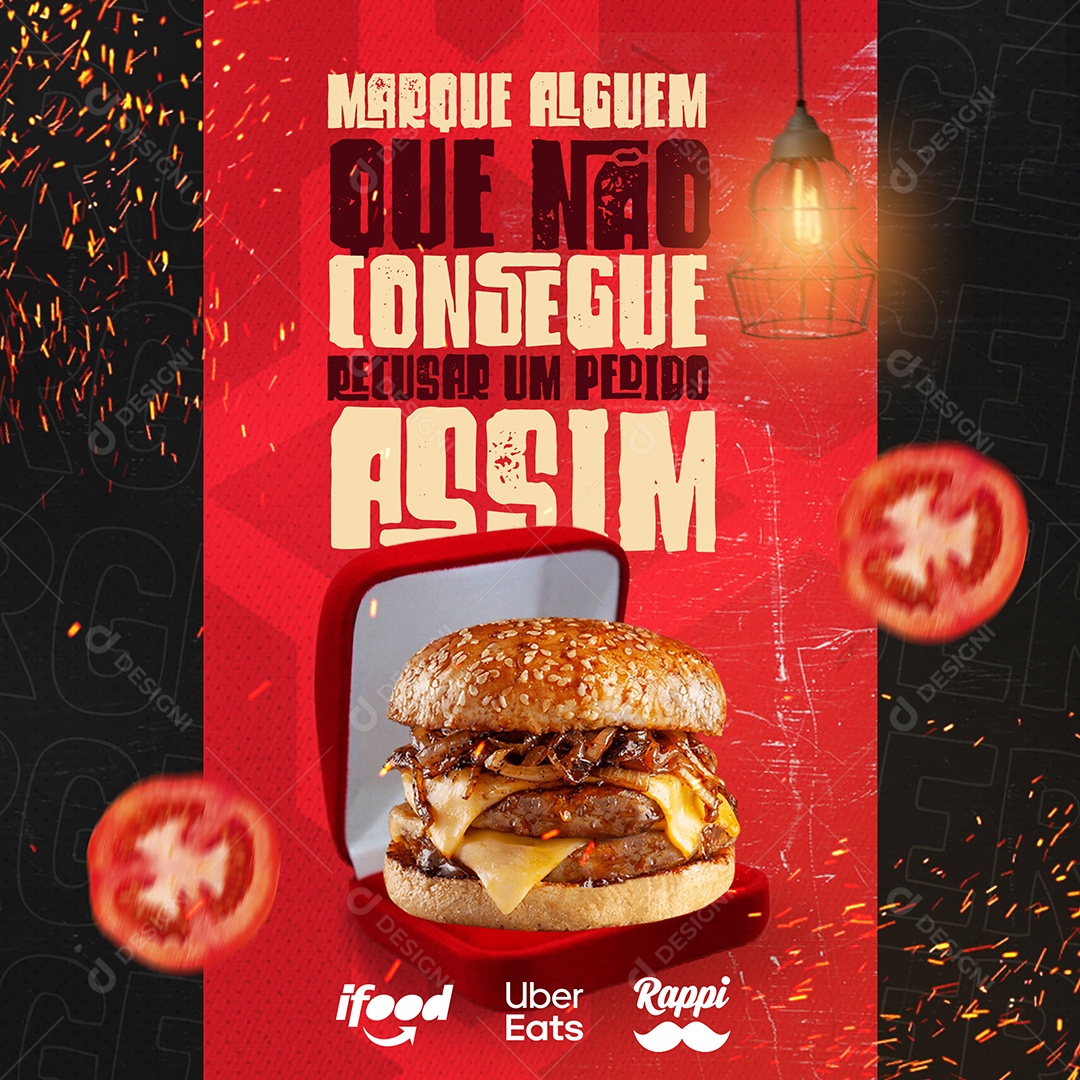 Marque Alguém Hamburgueria Social Media Feed PSD Editável