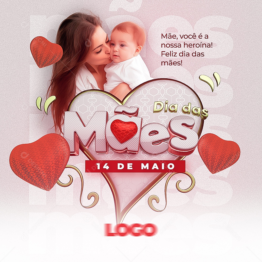 Dia das Mães 14 de Maio Você e Minha Heroína Social Media PSD Editável