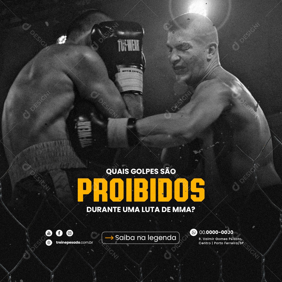 Quais Golpes São Proibidos Durante Uma Luta de MMA? Social Media PSD Editável