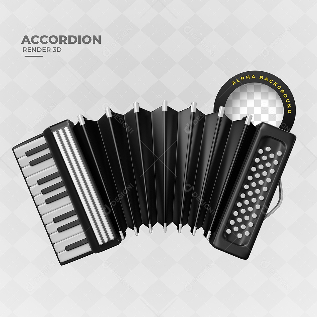 Acordeom Elemento 3D Para Composição PSD
