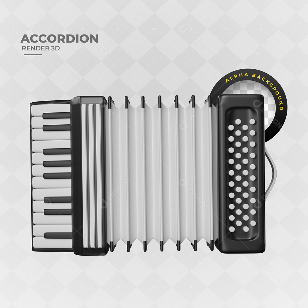 Acordeom Elemento 3D Para Composição PSD