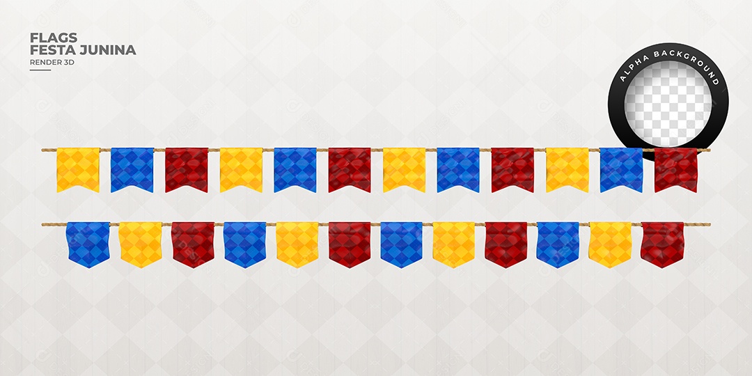 Bandeirolas De Festa Junina Elemento 3D Para Composição PSD
