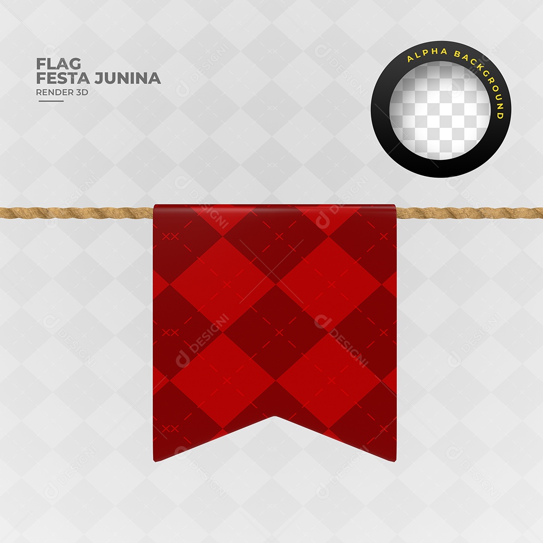 Bandeirola Vermelha Elemento 3D Para Composição PSD