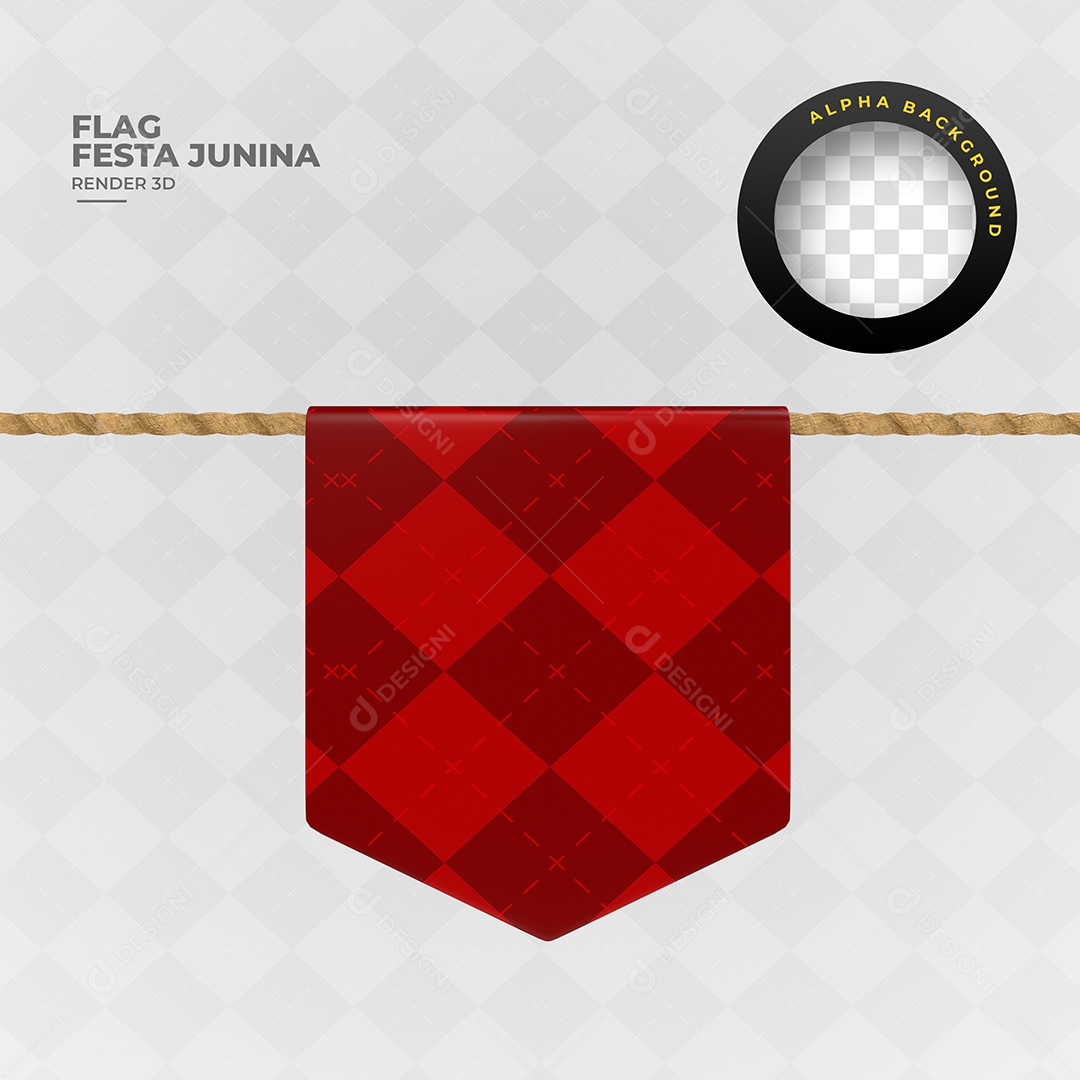 Bandeirola Vermelha Elemento 3D Para Composição PSD