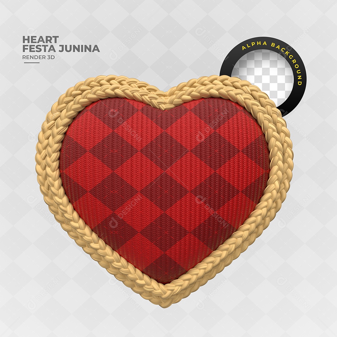 Coração Com Moldura De Corda Elemento 3D Para Composição PSD