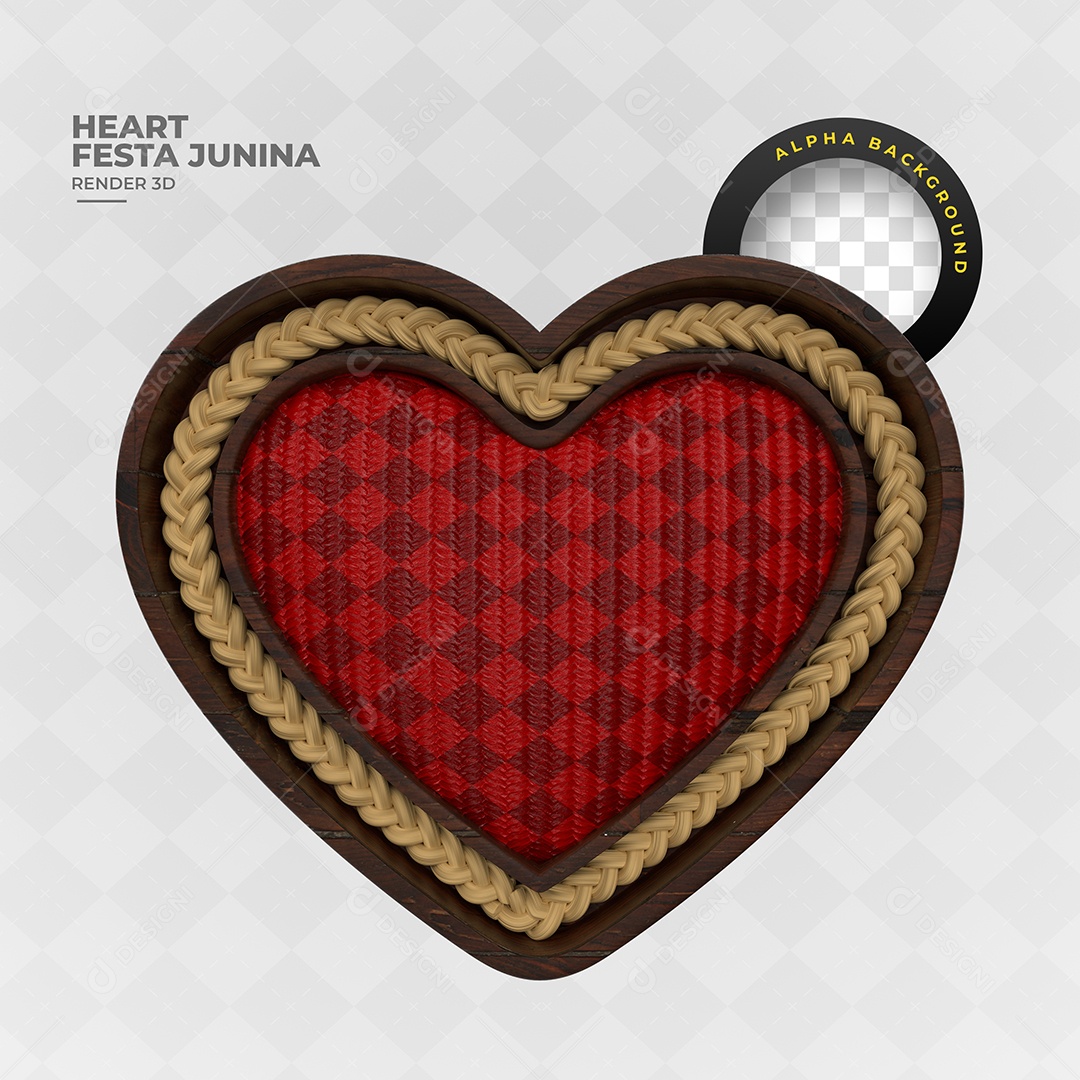 Coração Com Moldura De Corda  Elemento 3D Para Composição PSD