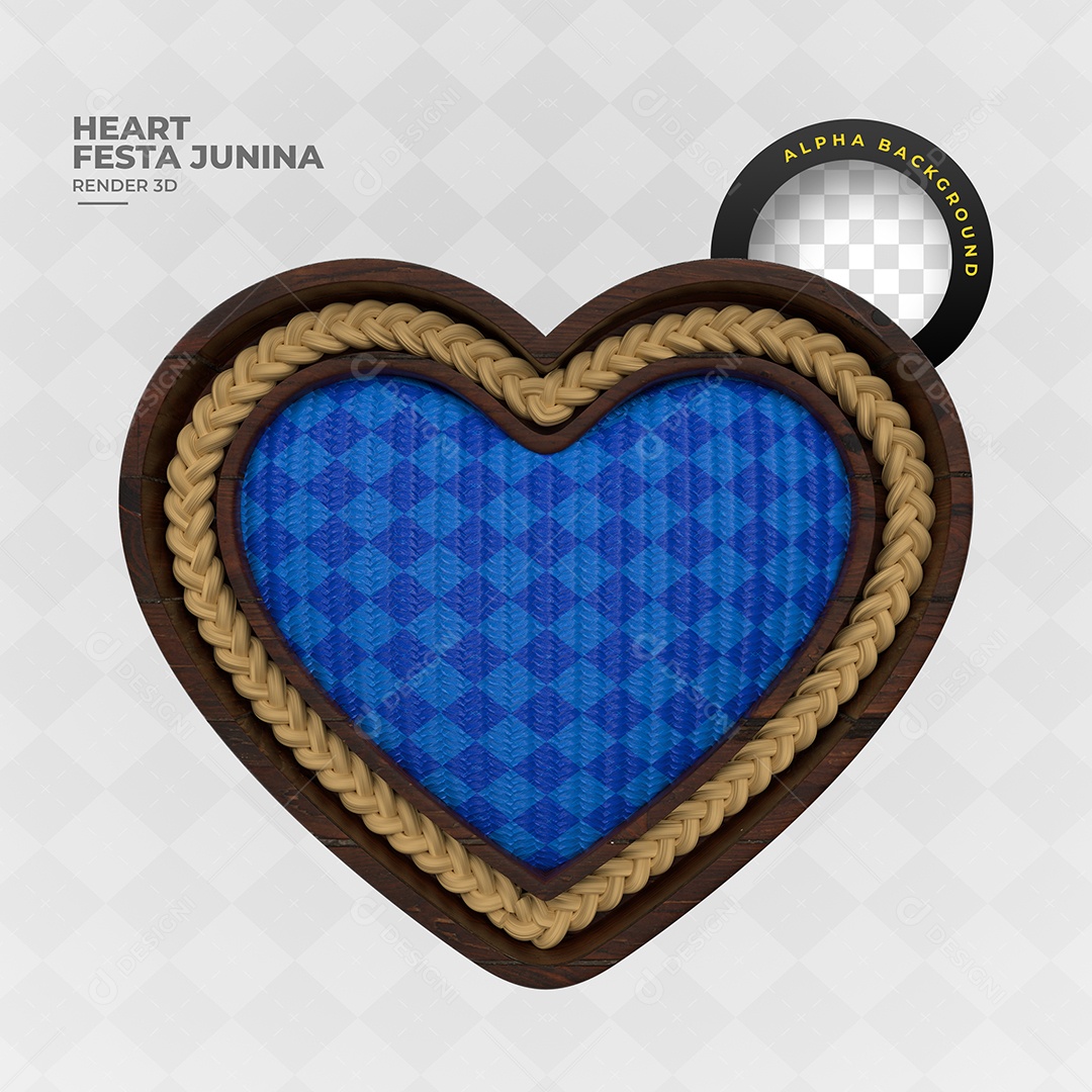 Coração Com Moldura De Corda  Elemento 3D Para Composição PSD