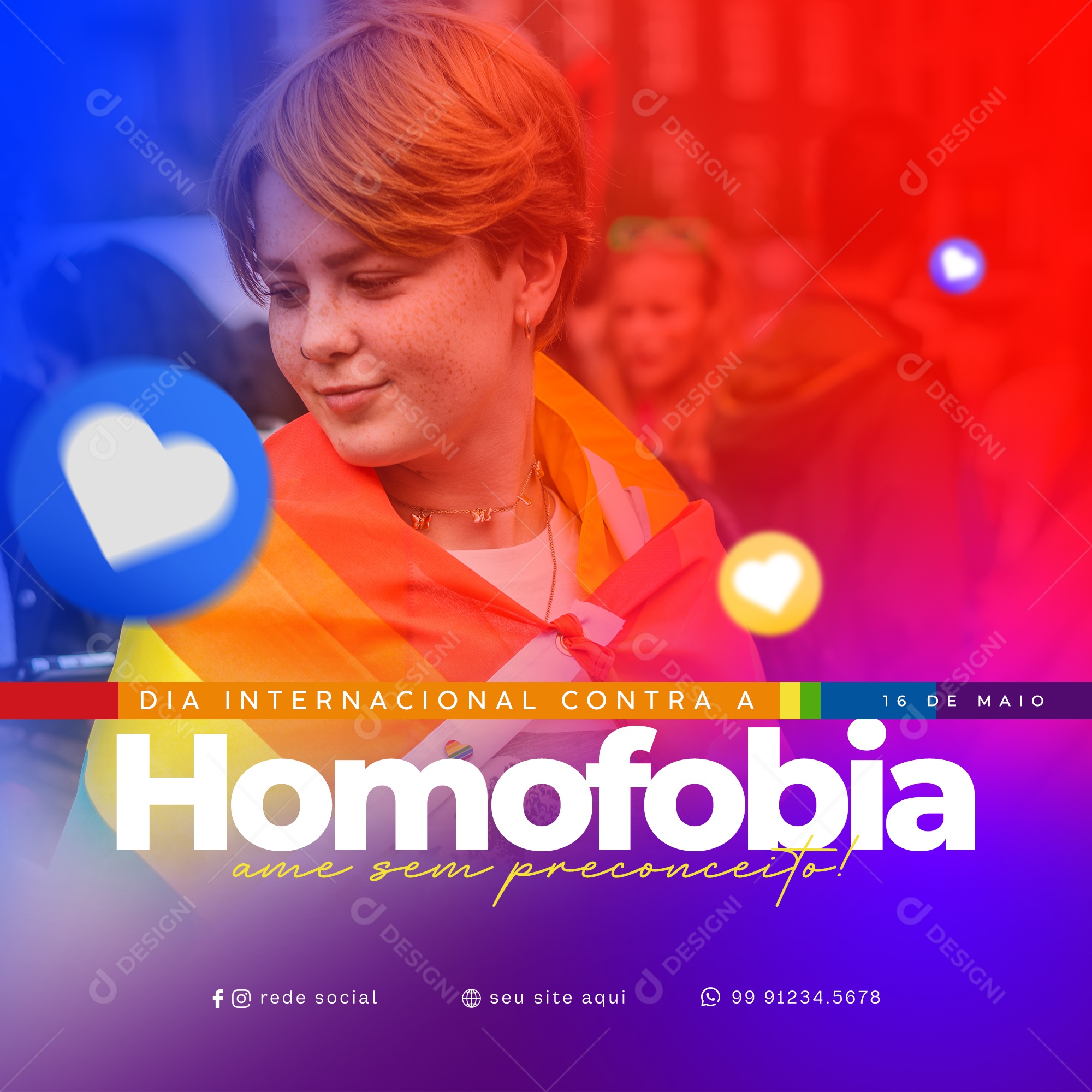 Social Media Dia Internacional Contra A Homofobia Ame Sem Preconceito PSD Editável