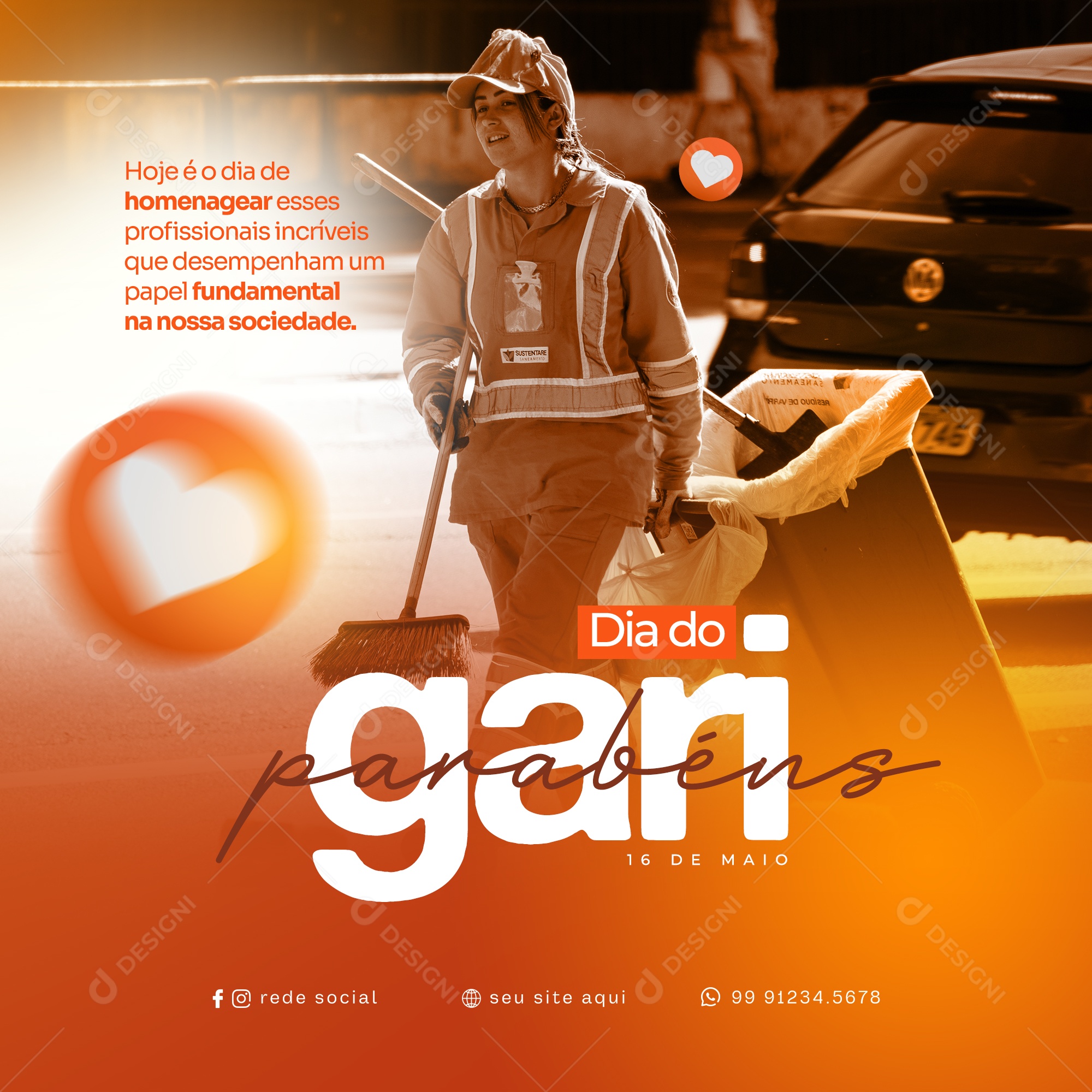 Social Media Homenagear Esses Profissionais Dia Do Gari PSD Editável