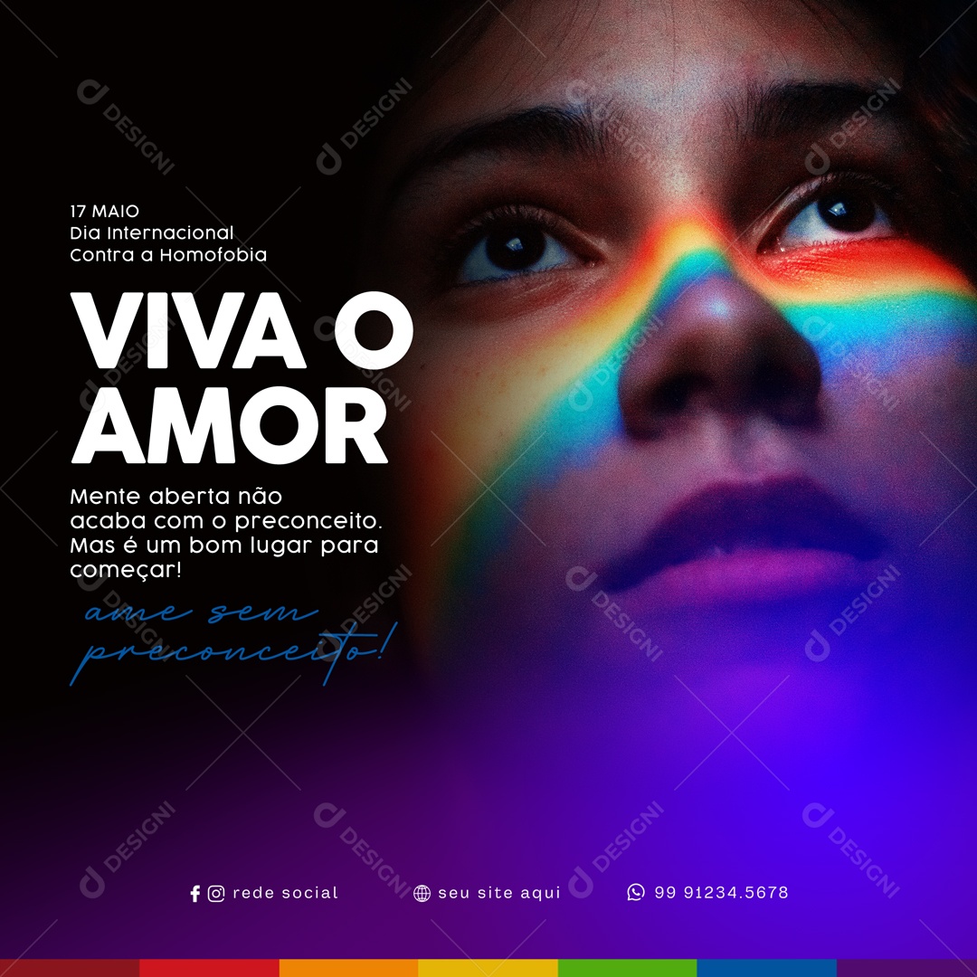 Social Media 17 De Maio Dia Internacional Contra A Homofobia Viva O Amor PSD Editável