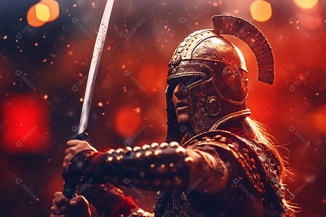 lutador guerreiro medieval usando armadura de ferro. fotografia ilustração.