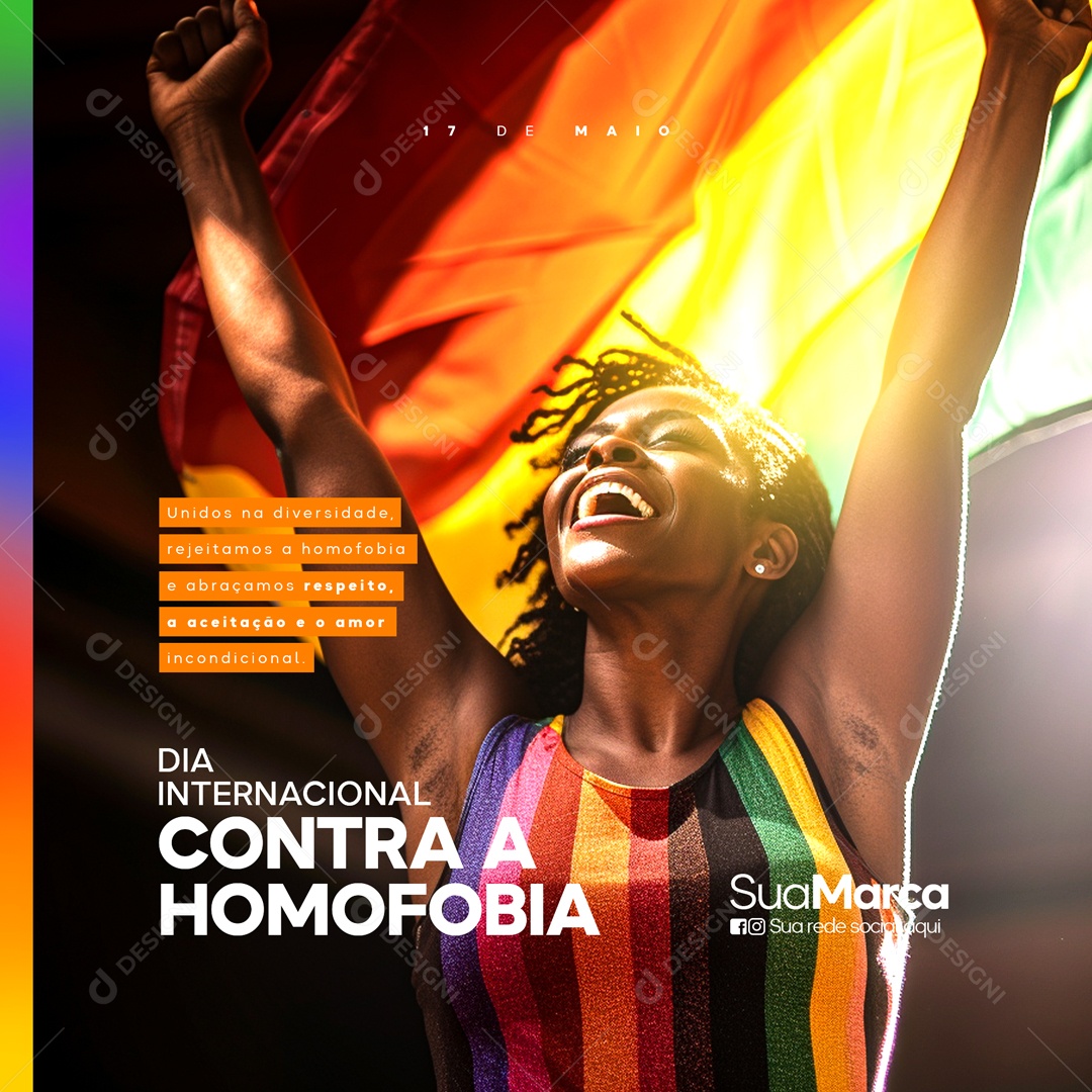 Social Media Dia Internacional Contra Homofobia Unidos Na Diversidade PSD Editável