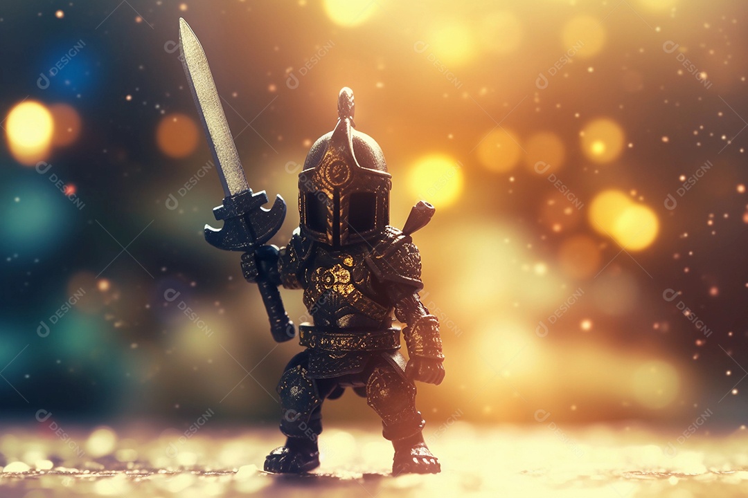 Lutador guerreiro medieval usando armadura de ferro. fotografia ilustração.