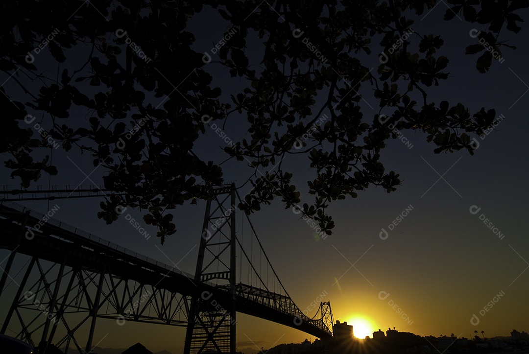 Linda vista de praia pôr do sol
