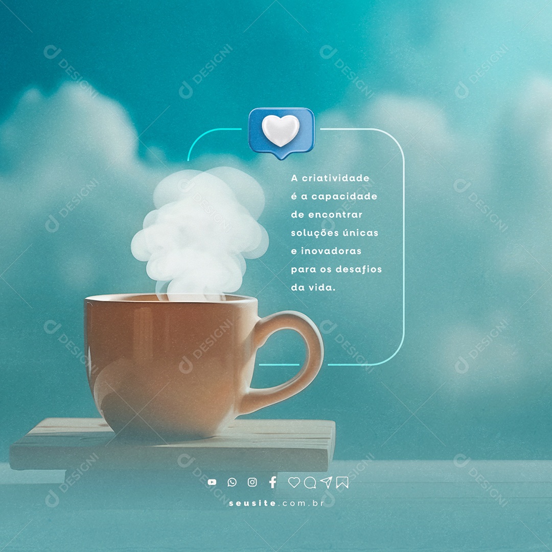 A Criatividade é a Capacidade De Encontrar Soluções Frase Motivacional Social Media PSD Editável