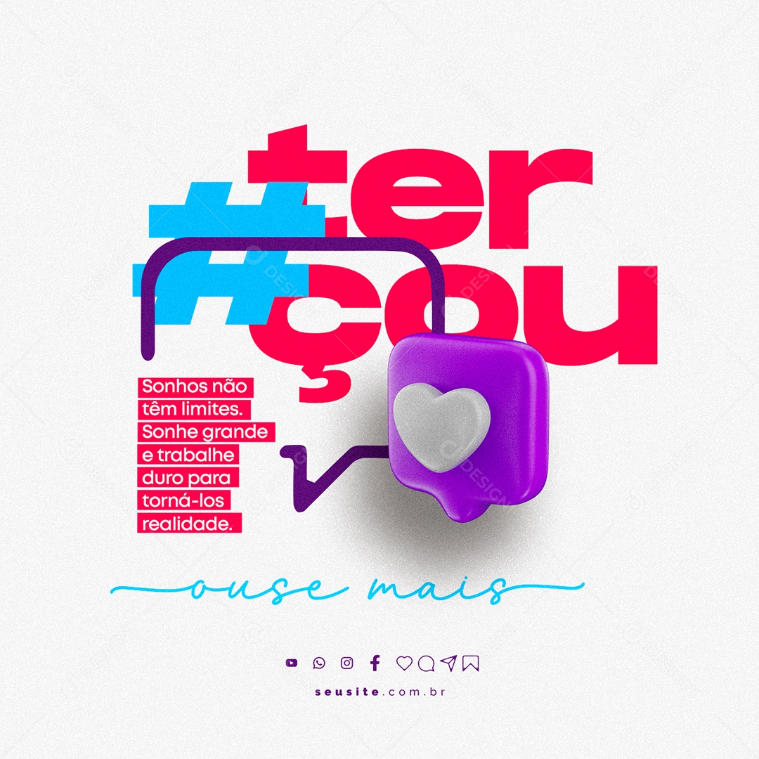 Sonhos Não Têm Limites Frase Motivacional Social Media PSD Editável