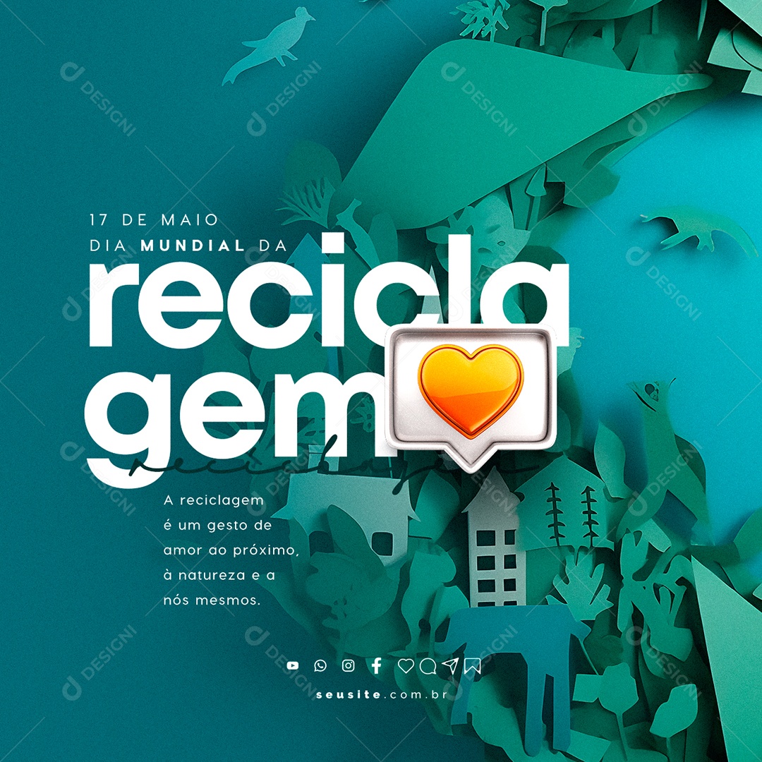 Dia Mundial Da Reciclagem 17 De Maio Social Media PSD Editável