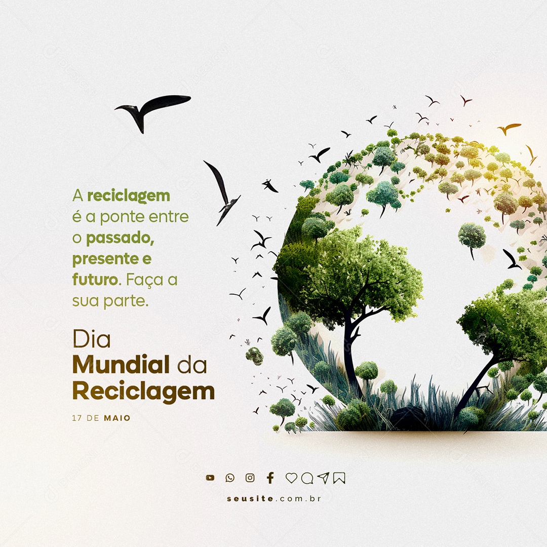 A Reciclagem é a Ponte Entre O Passado Dia Mundial Da Reciclagem Social Media PSD Editável