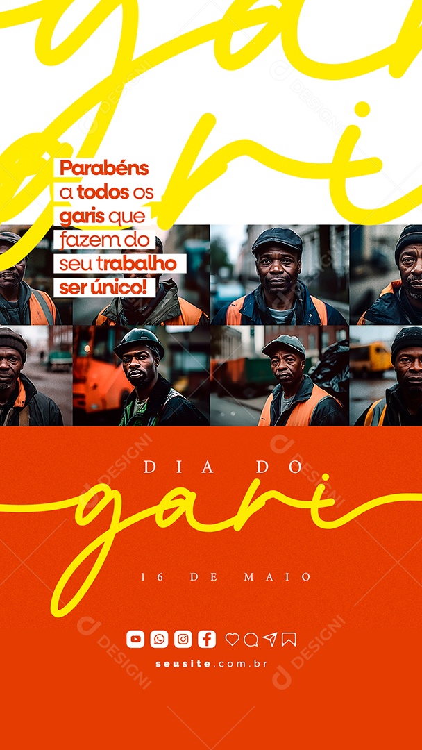 Story Parabéns A Todos Os Garis 16 De Maio Dia Do Gari Social Media PSD Editável