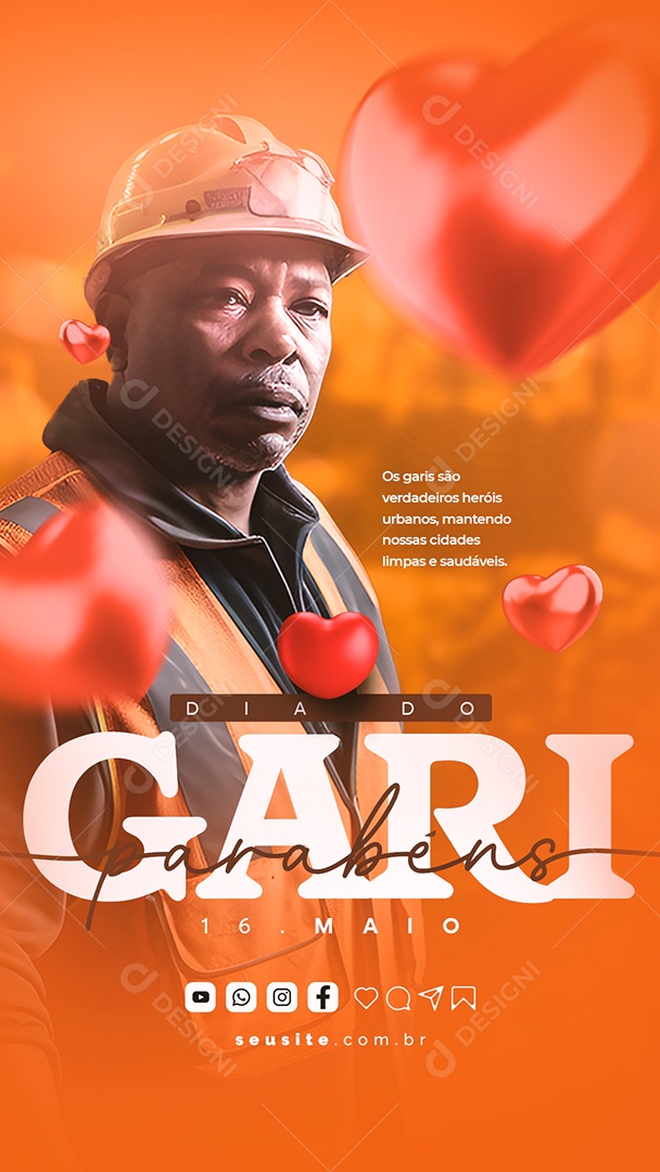 Story Os Garis São Verdadeiros Heróis Urbanos 16 De Maio Dia Do Gari Social Media PSD Editável