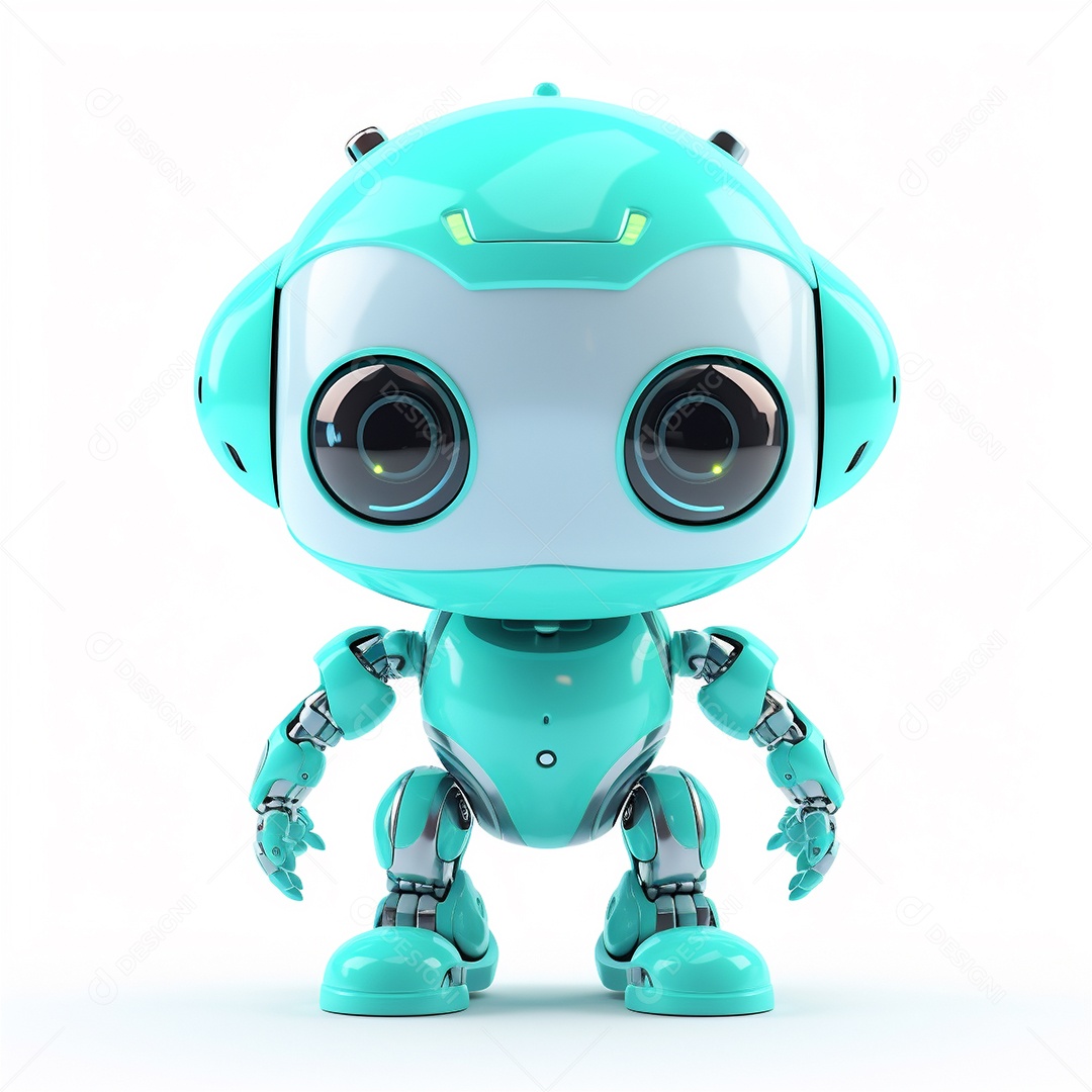 Pequeno robô bonito engraçado assistente virtual bot