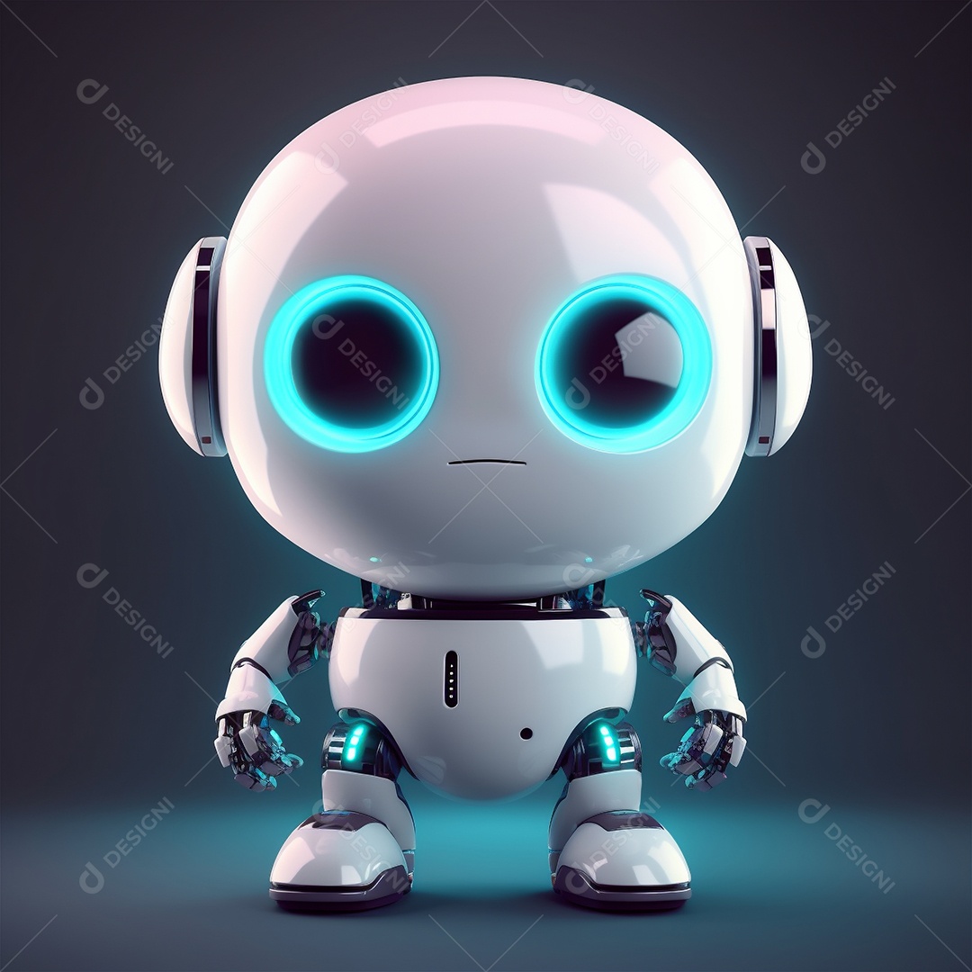 Pequeno robô bonito engraçado assistente virtual bot