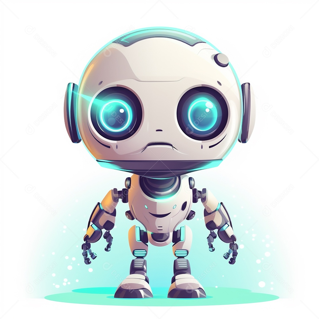 Pequeno robô bonito engraçado assistente virtual bot