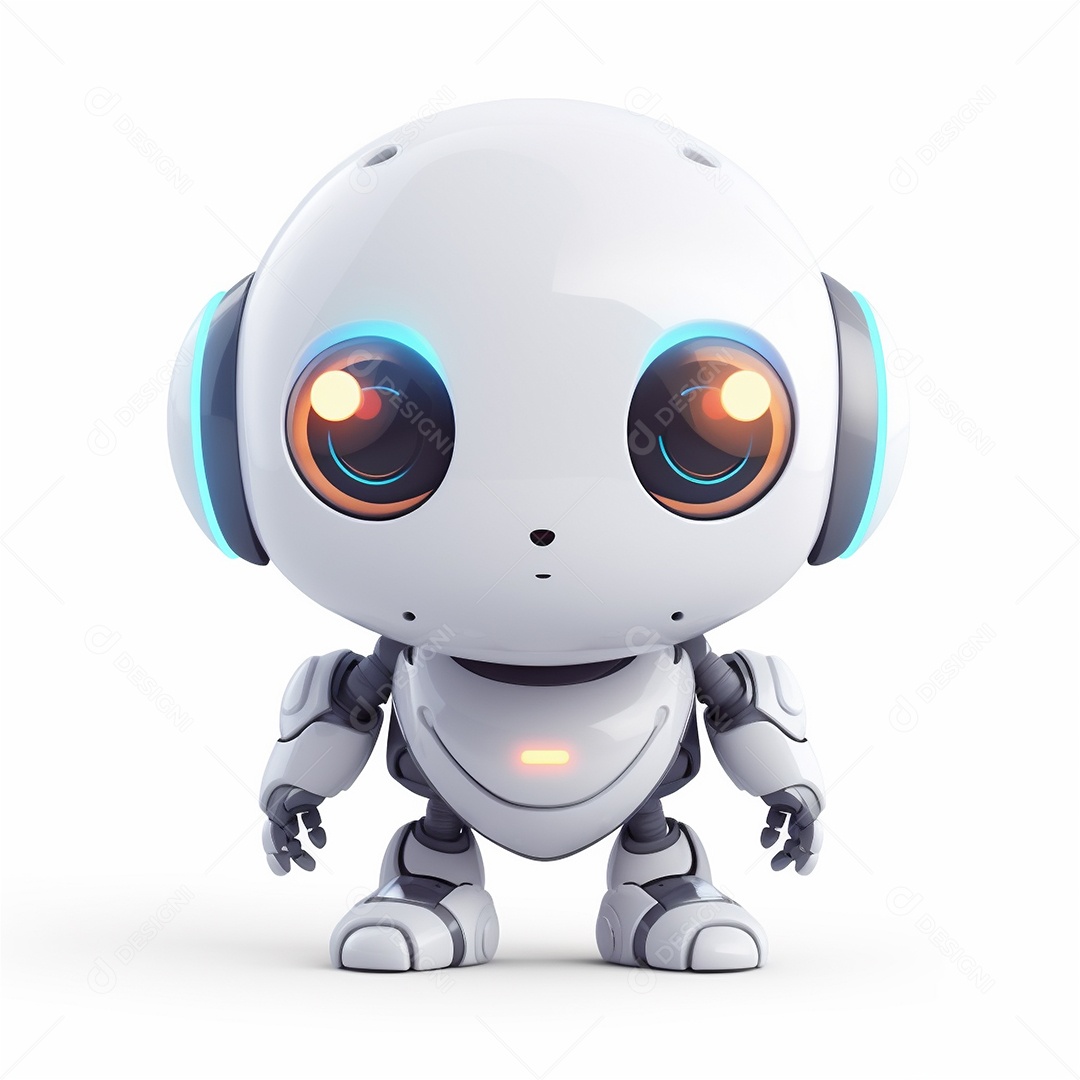 Pequeno robô bonito engraçado assistente virtual bot