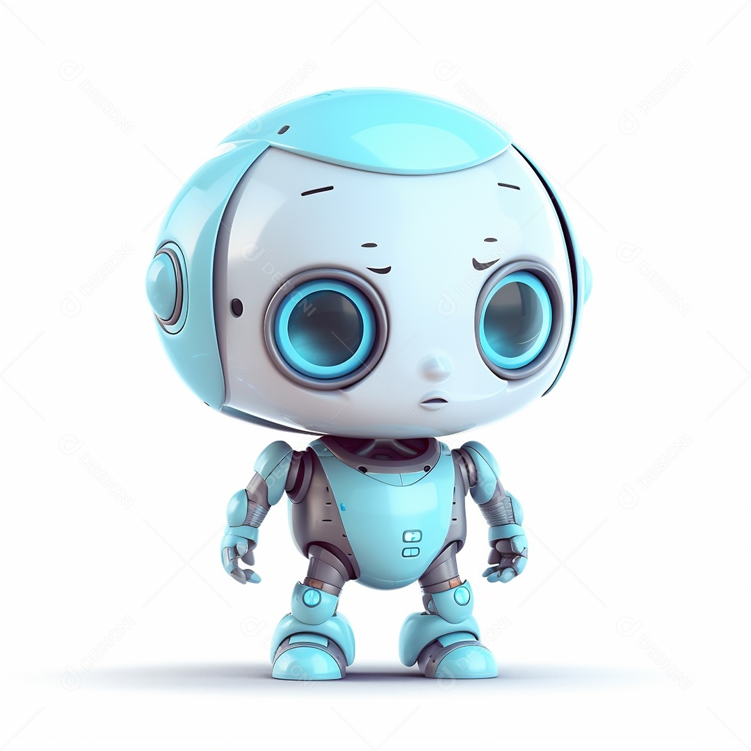 Pequeno robô bonito engraçado assistente virtual bot