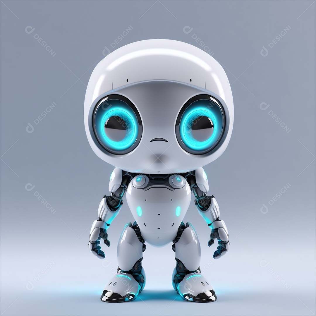 Pequeno robô bonito engraçado assistente virtual bot