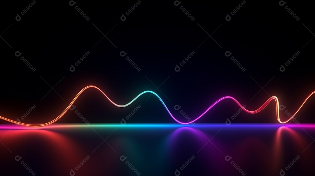 Fundo abstrato de luzes neon coloridas onduladas